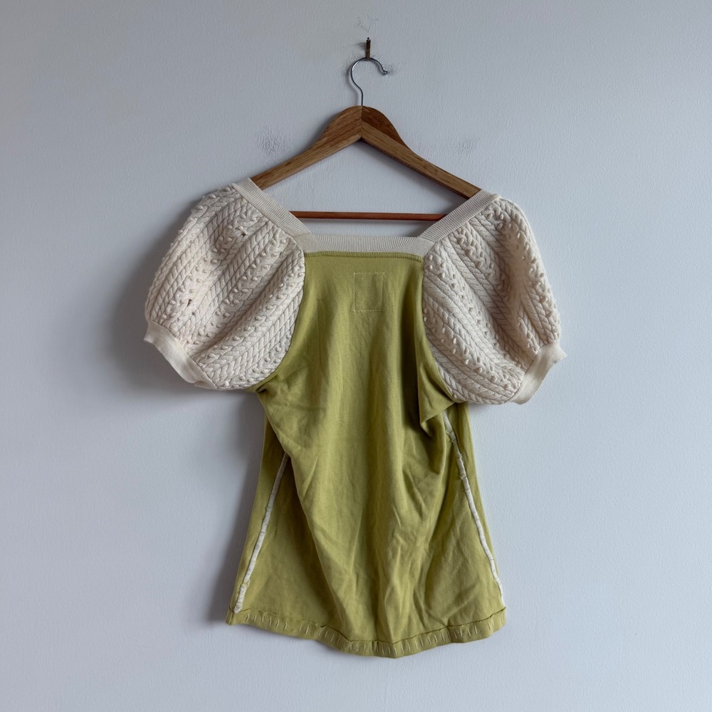 Anthropologie C. Keer Cotton and Wool Puff Sleeve T-Shirt Size Small - Picture 9 of 11